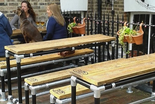 Pub furniture made from scaffolding